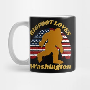 Bigfoot loves America and Washington too Mug